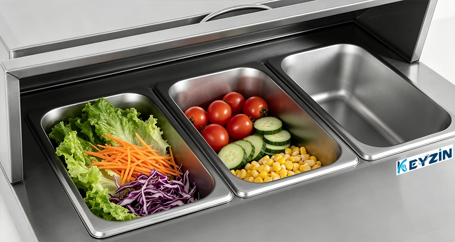 cold-wall prep table pan rail frost