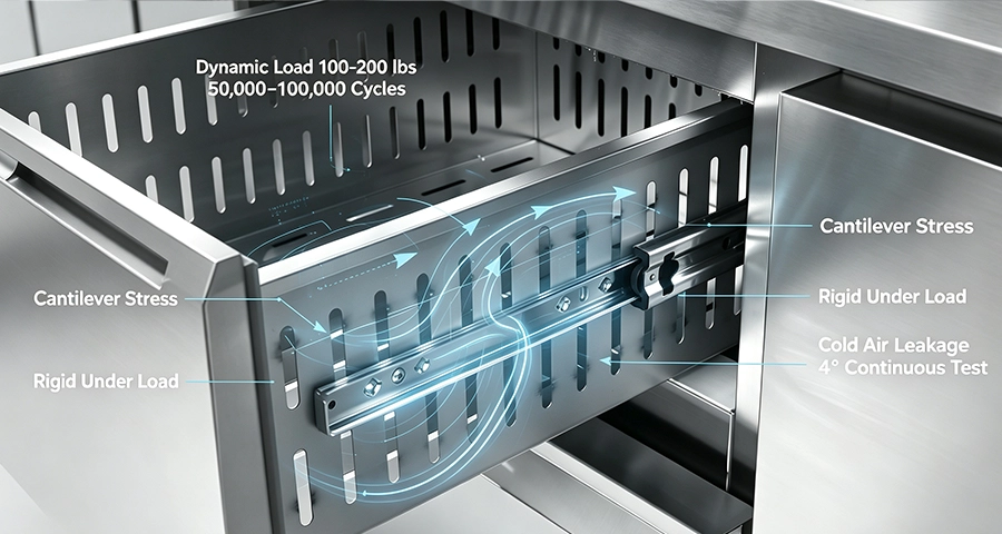 Dynamic Load vs Cycle Life Standards Dynamic load test for commercial kitchen slides