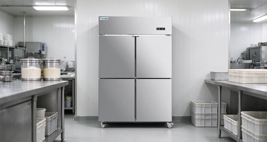 Commercial refrigeration compressor with clean condenser coil